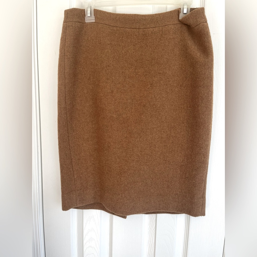 Wool-blend camel pencil skirt, J Crew Factory